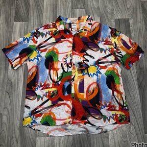 SIZE LARGE ZARA ART ABSTRACT PAINTING BUTTON UP SHIRT